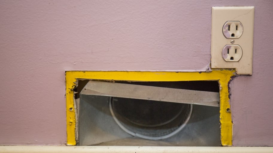 A clean air duct sits without a grate.
